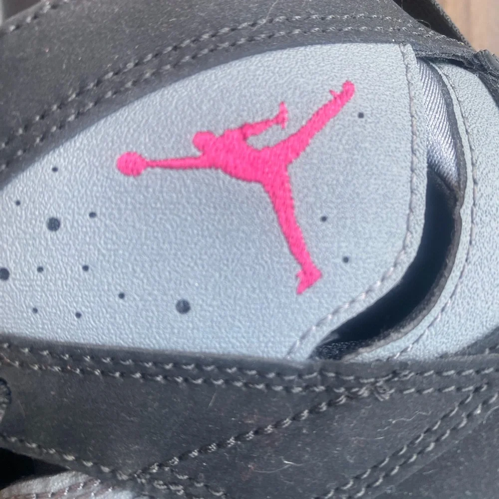 Jordan Black, Gray & Pink Retro Sneakers
